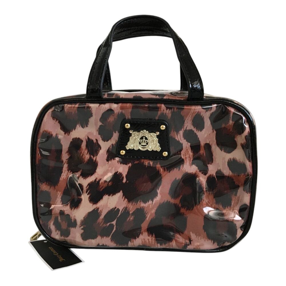 Juicy Couture Weekender Makeup Toiletry Bag Leopard Print Black Brown NWT
